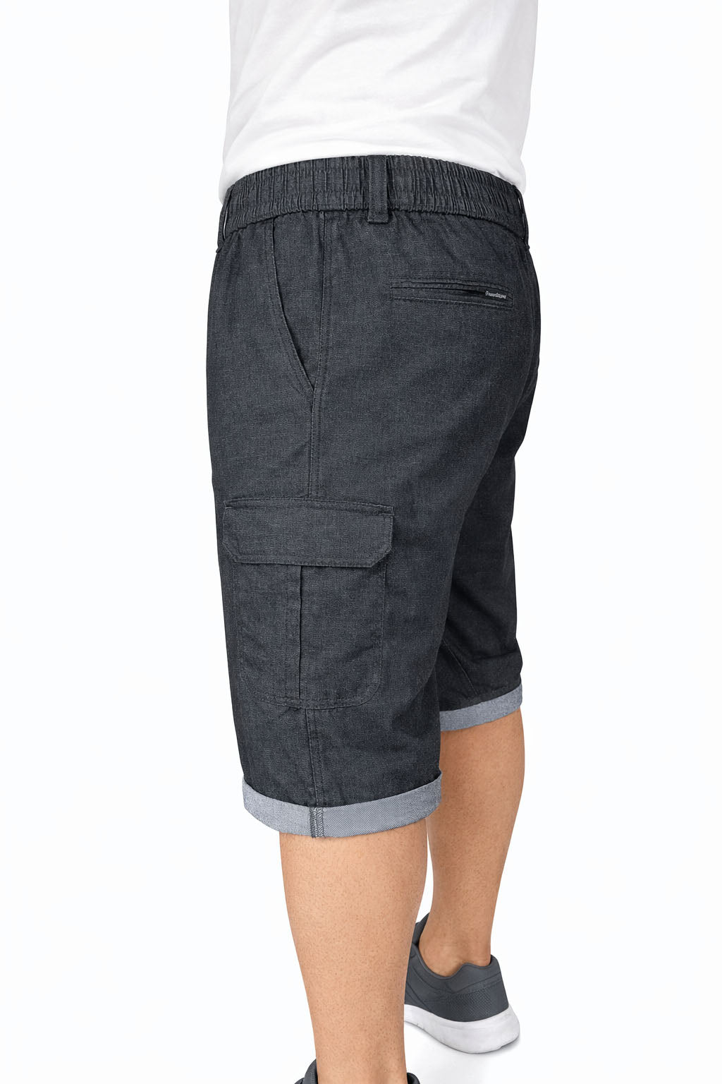 Beevee Mens Textured Cotton Rolled Hem Casual Shorts