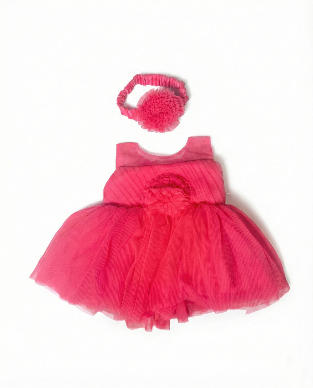Katibi Elegant Red Tulle Party frock with for Baby Girls.