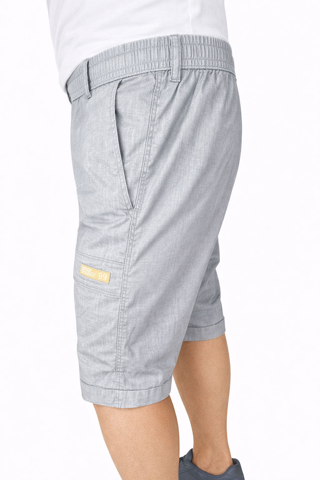 Beevee Mens Textured Cotton Rolled Hem Casual Shorts