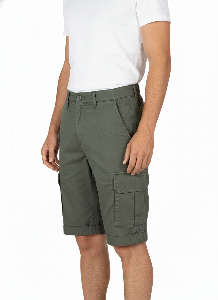 Beevee Mens Olive Green Cargo Pocket Casual Shorts
