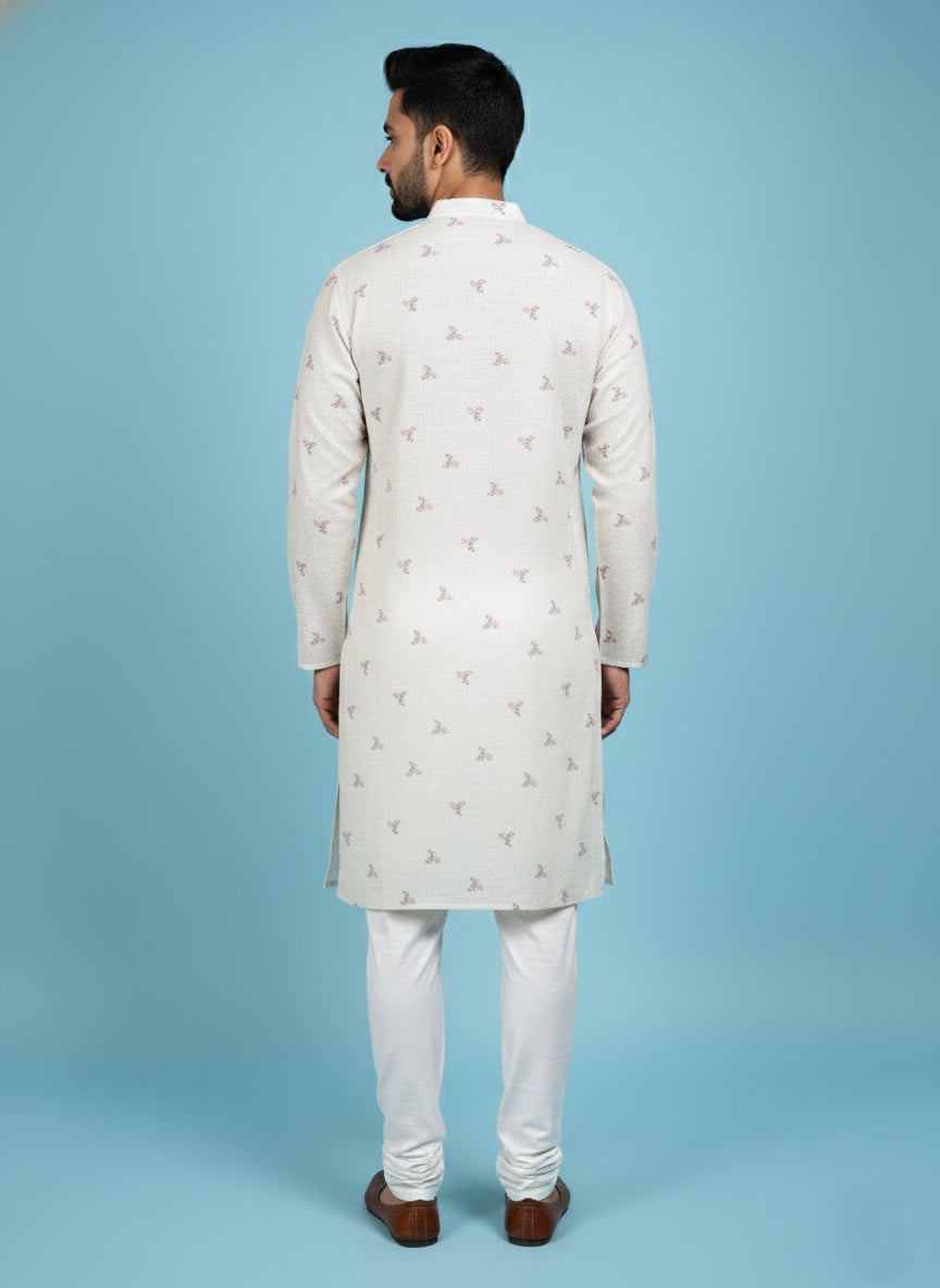Soul Armor Traditional Fine Print Mens Kurta Set
