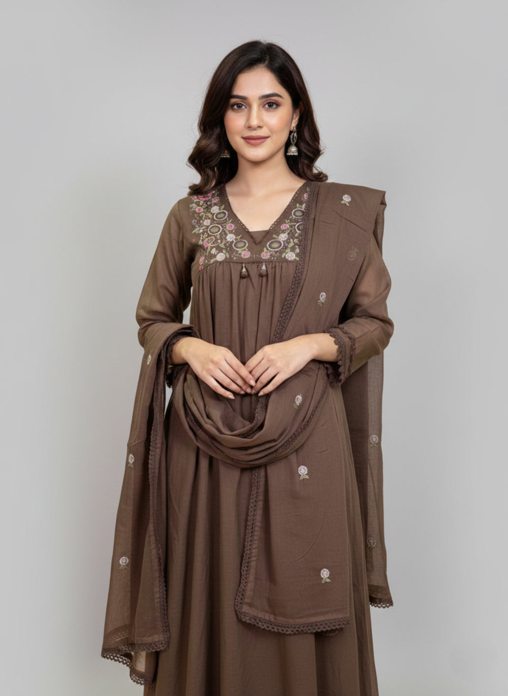 Soul Armor Elegant Embroidered Yoke Kurta Pant & Dupatta Set