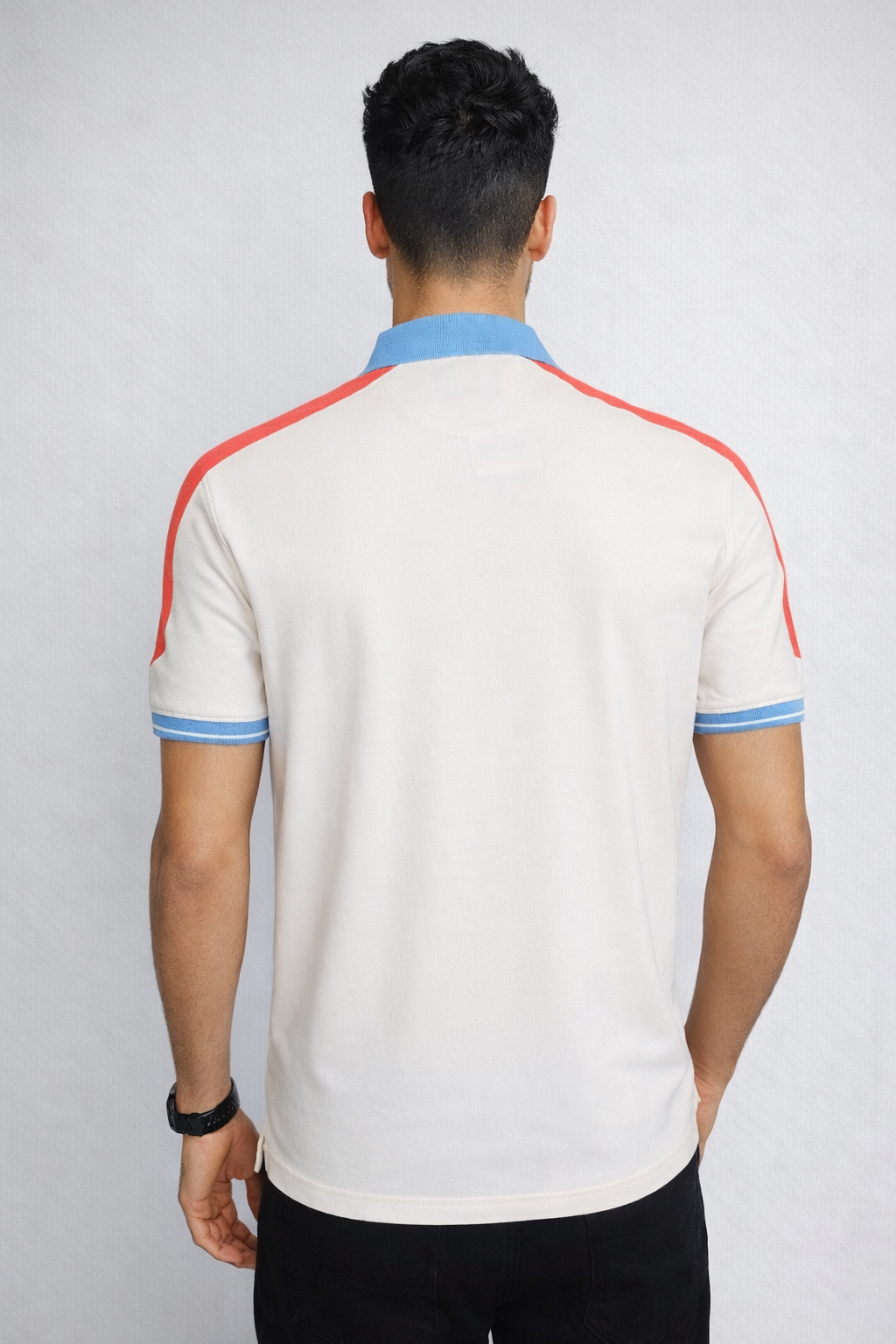 Louis Philippe Mens Solid Polo Neck Half Sleeve T-Shirt with Contrast Trim Detail