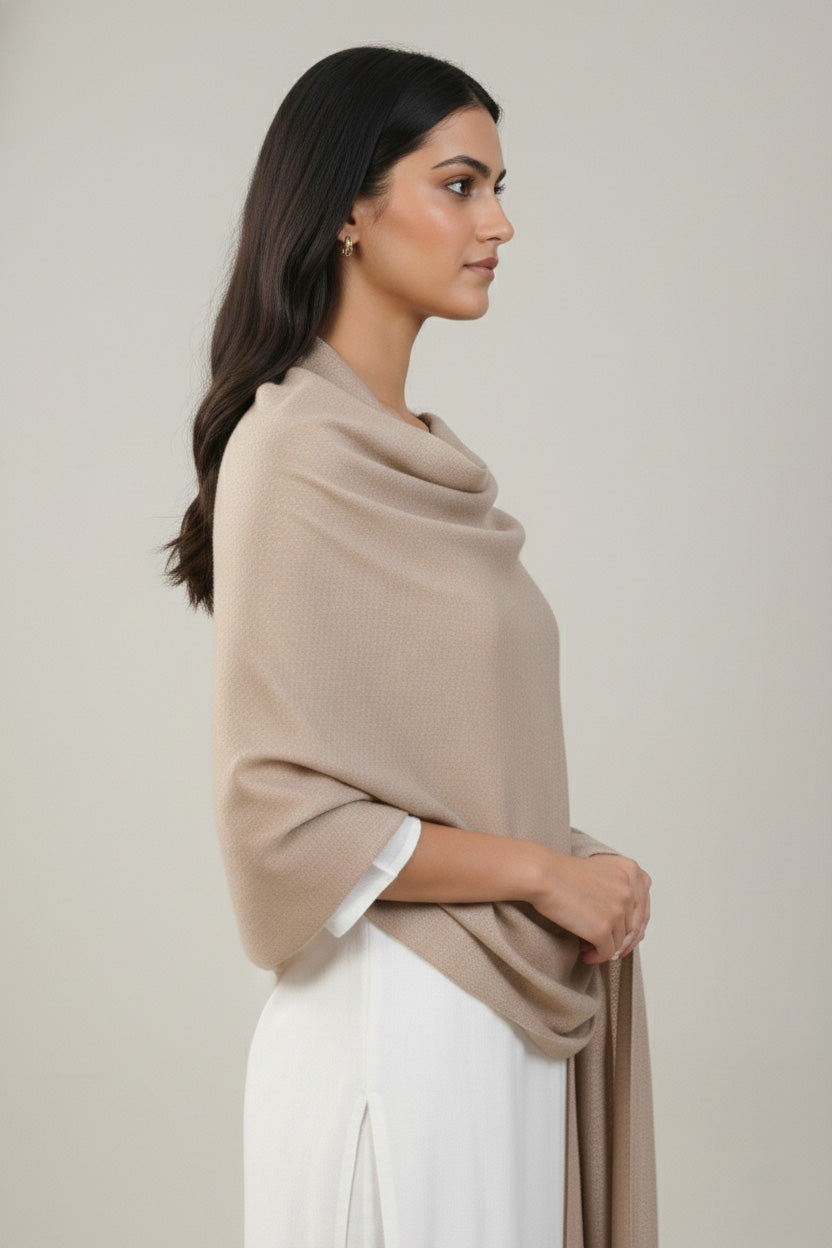 Elevate Natural Solid Winter Woolen Shawl