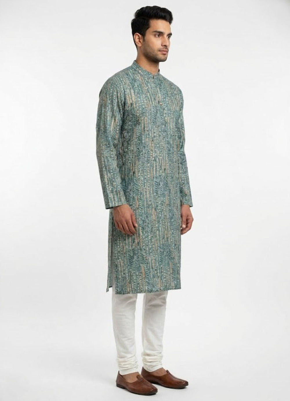 Soul Armor Mens Vertical Texture Inspired Ethnic Design Kurta Set