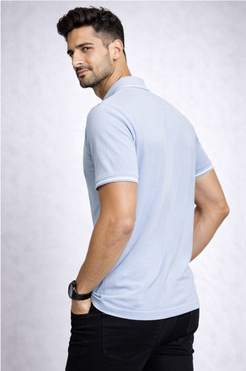 Louis Philippe Mens Solid Polo Neck Half Sleeve T-Shirt