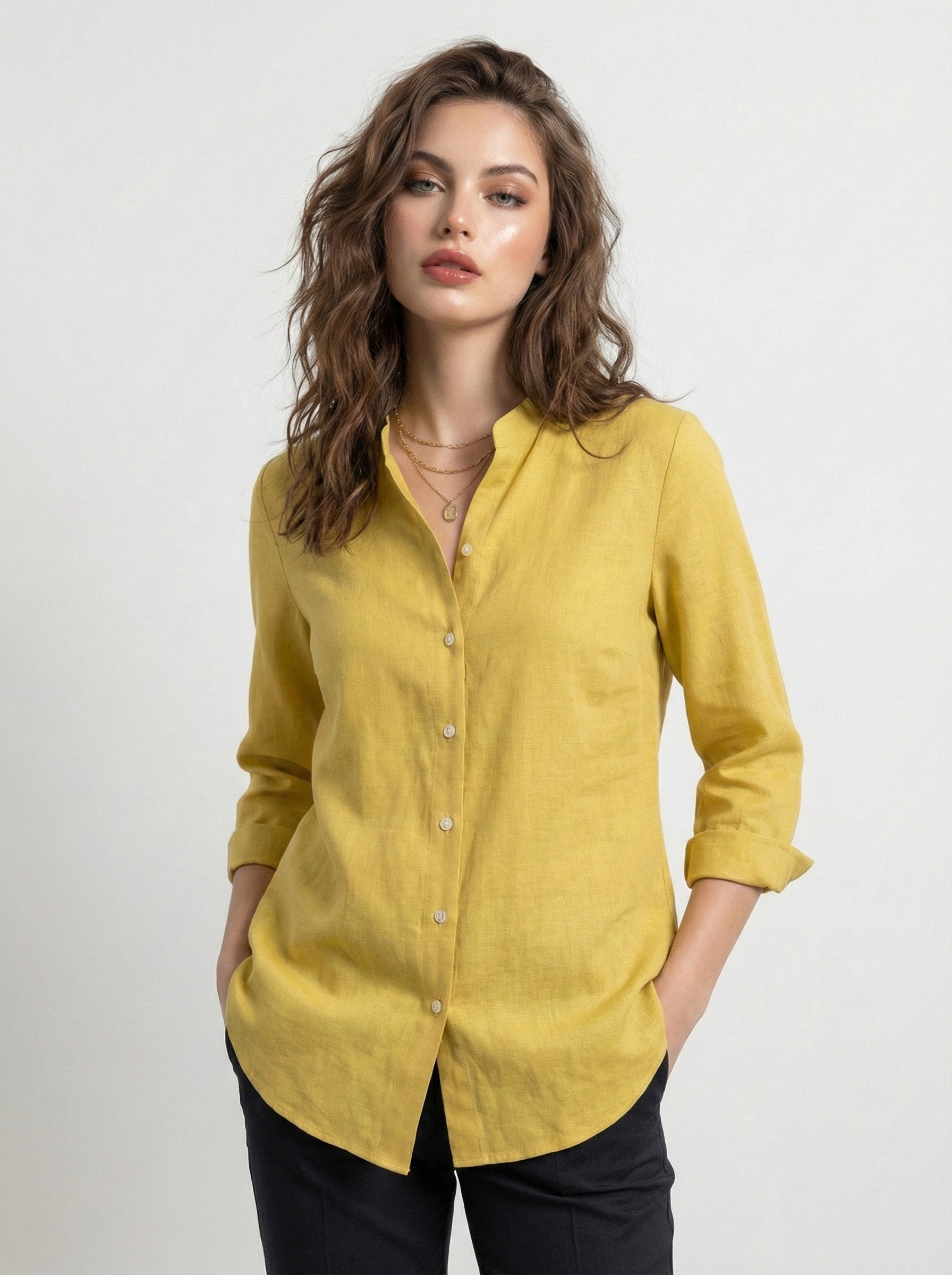 Soul Armor Ladies Solid Shirt with Classic Button Placket and Full Sleeves