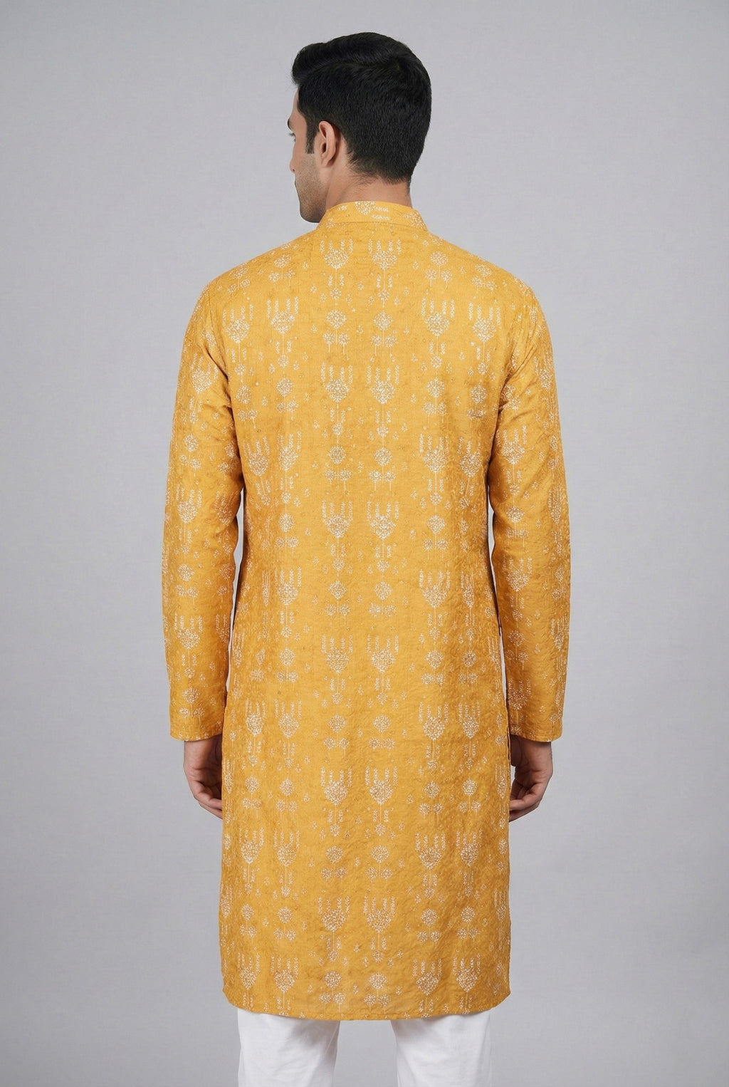 Soul Armor Mens Traditional Mustard Printed Kurta Set