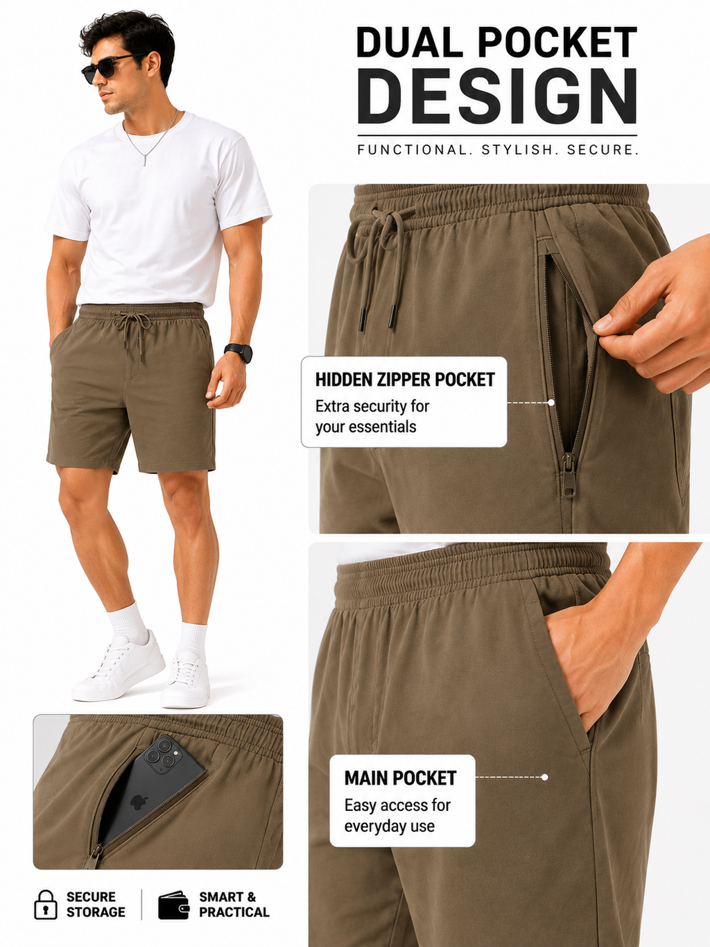 Soul Armor Men's Regular Fit Sports Shorts | Cotton Blend | Drawstring | 2 Side Pockets