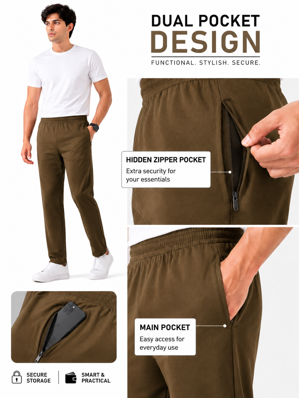 SOUL ARMOR Men's Solid Lower Track Pants | 95% Cotton Spandex Regular Fit | Casual Lounge Wear | Everyday Comfort Pant | M-3XL