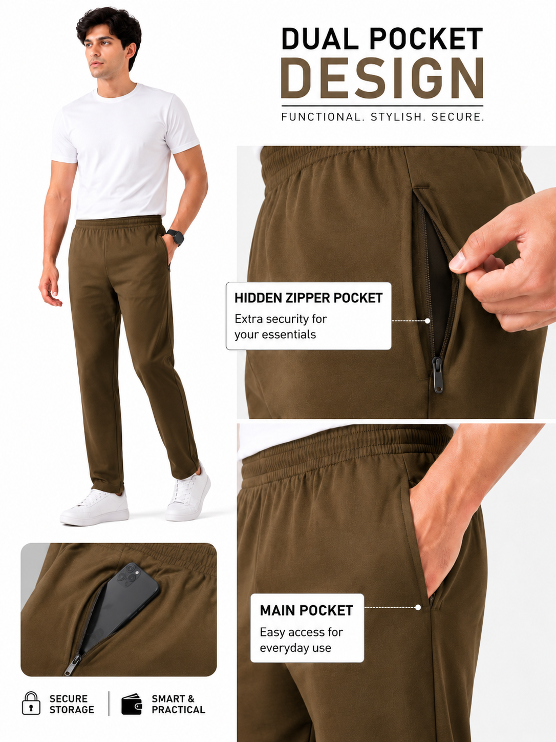 SOUL ARMOR Men's Solid Lower Track Pants | 95% Cotton Spandex Regular Fit | Casual Lounge Wear | Everyday Comfort Pant | M-3XL