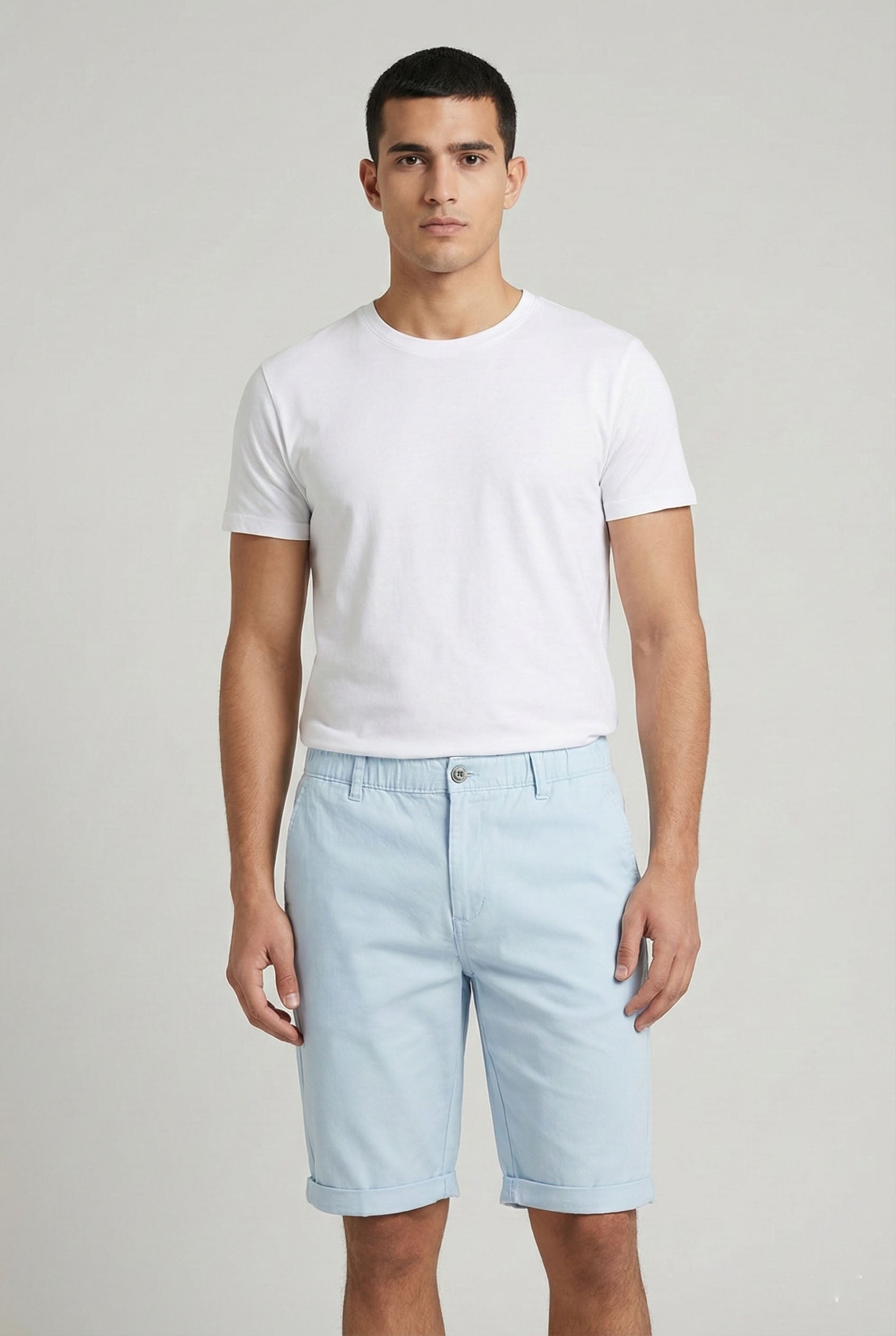 Beevee Mens Solid Cotton Smart Casual Summer Shorts