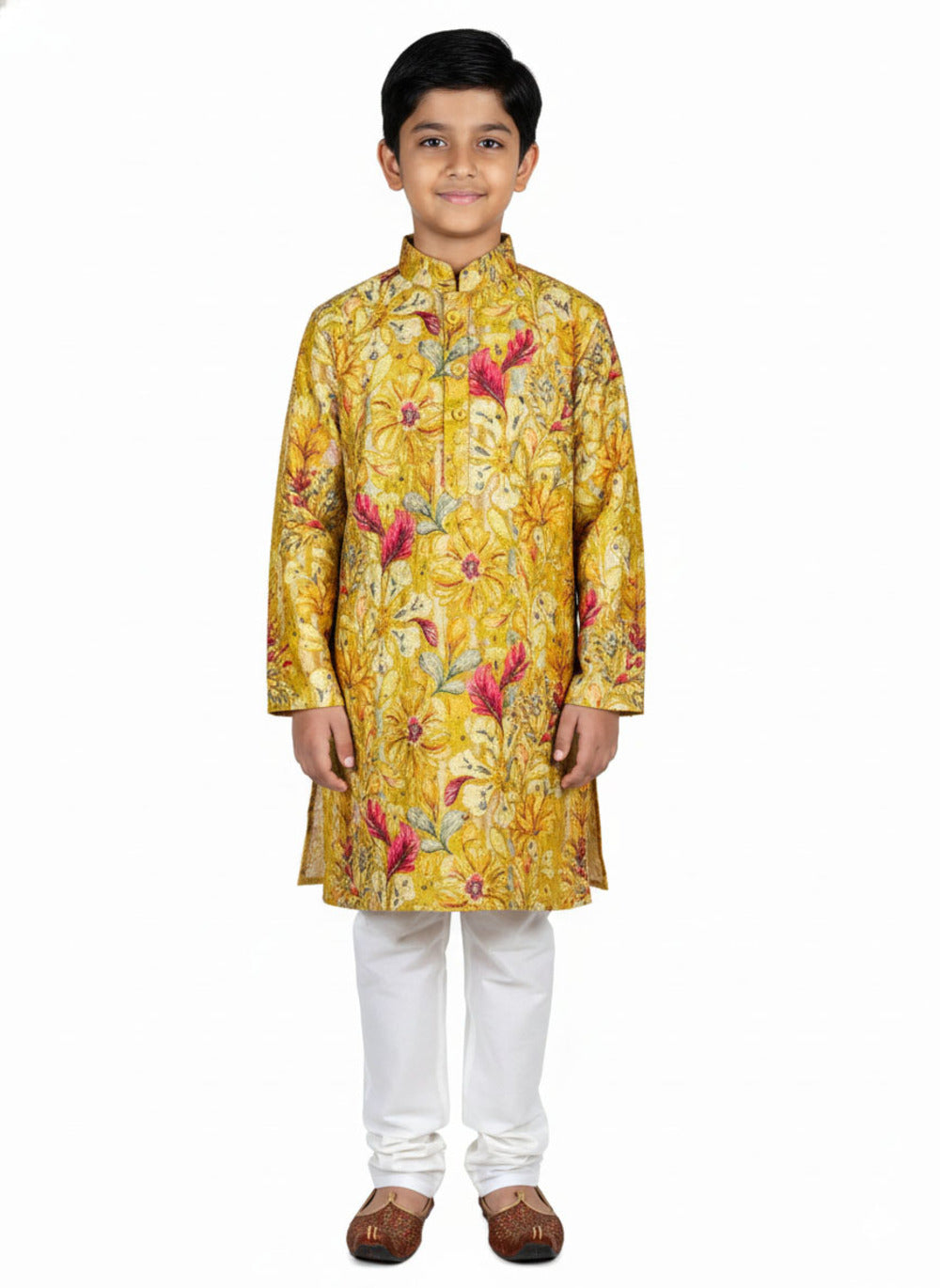 Elevate Premium Yellow Garden Print Kurta Set