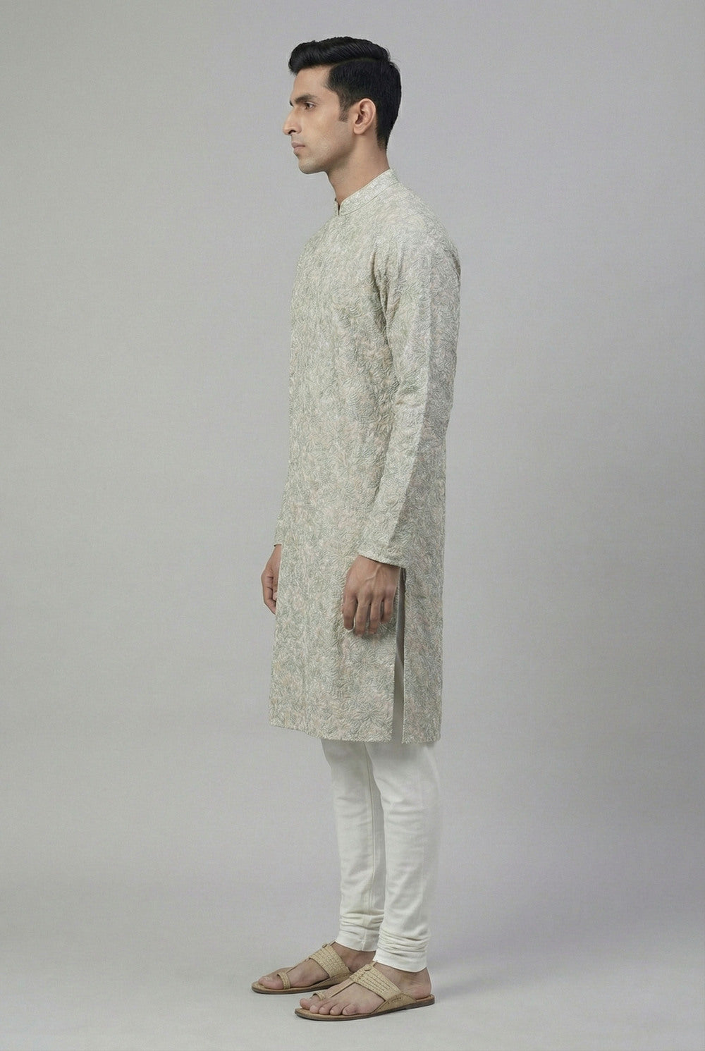 Soul Armor Mens Fawn Traditional Subtle Print Ethnic Kurta Set