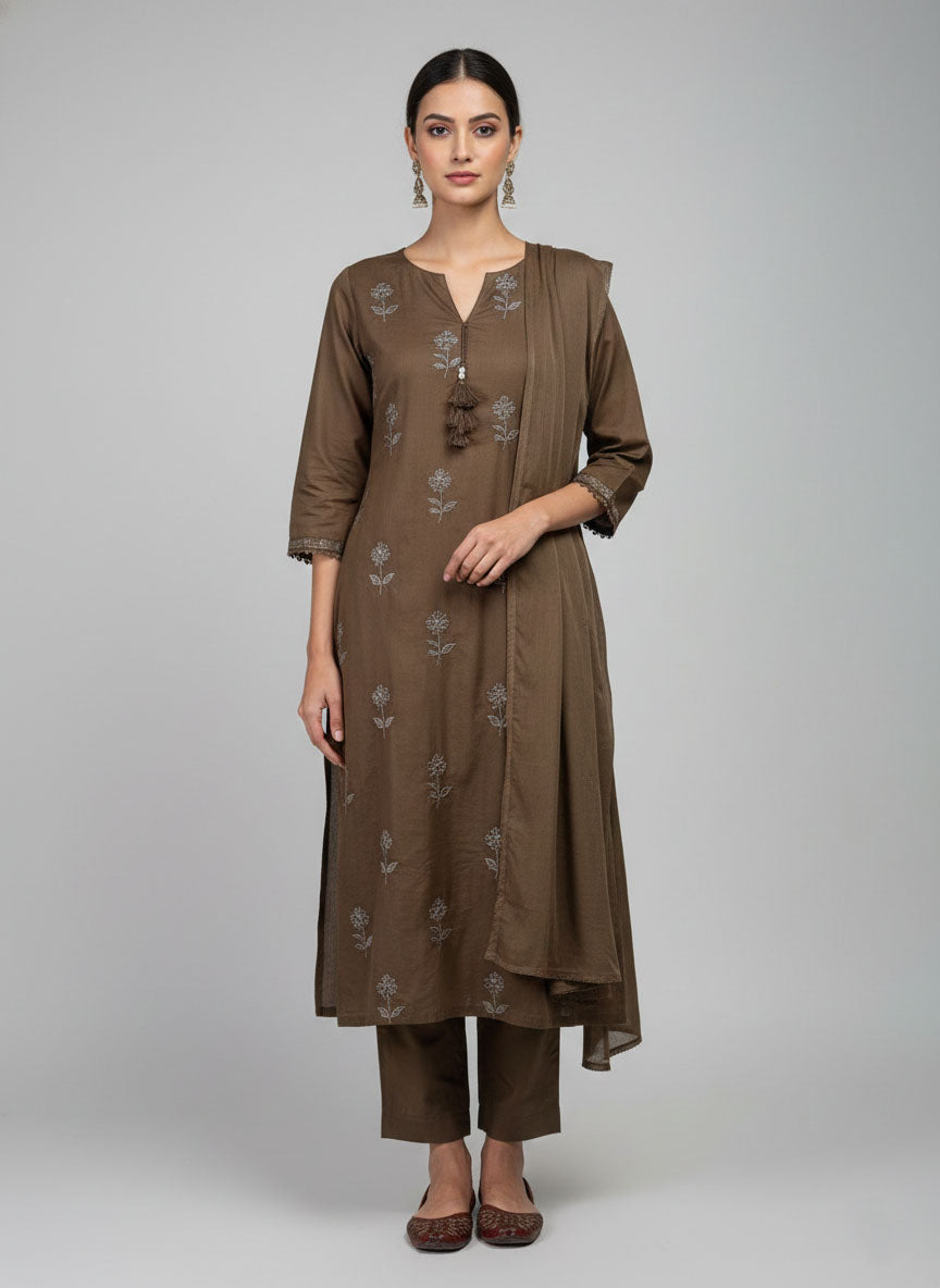 Soul Armor Ladies Traditional 3 Pc Kurti Set with Elegant Buti Motif Print