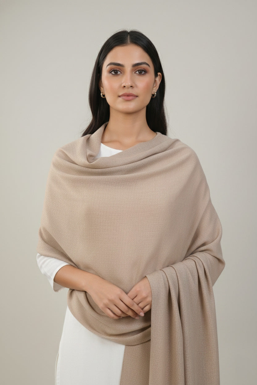 Elevate Natural Solid Winter Woolen Shawl