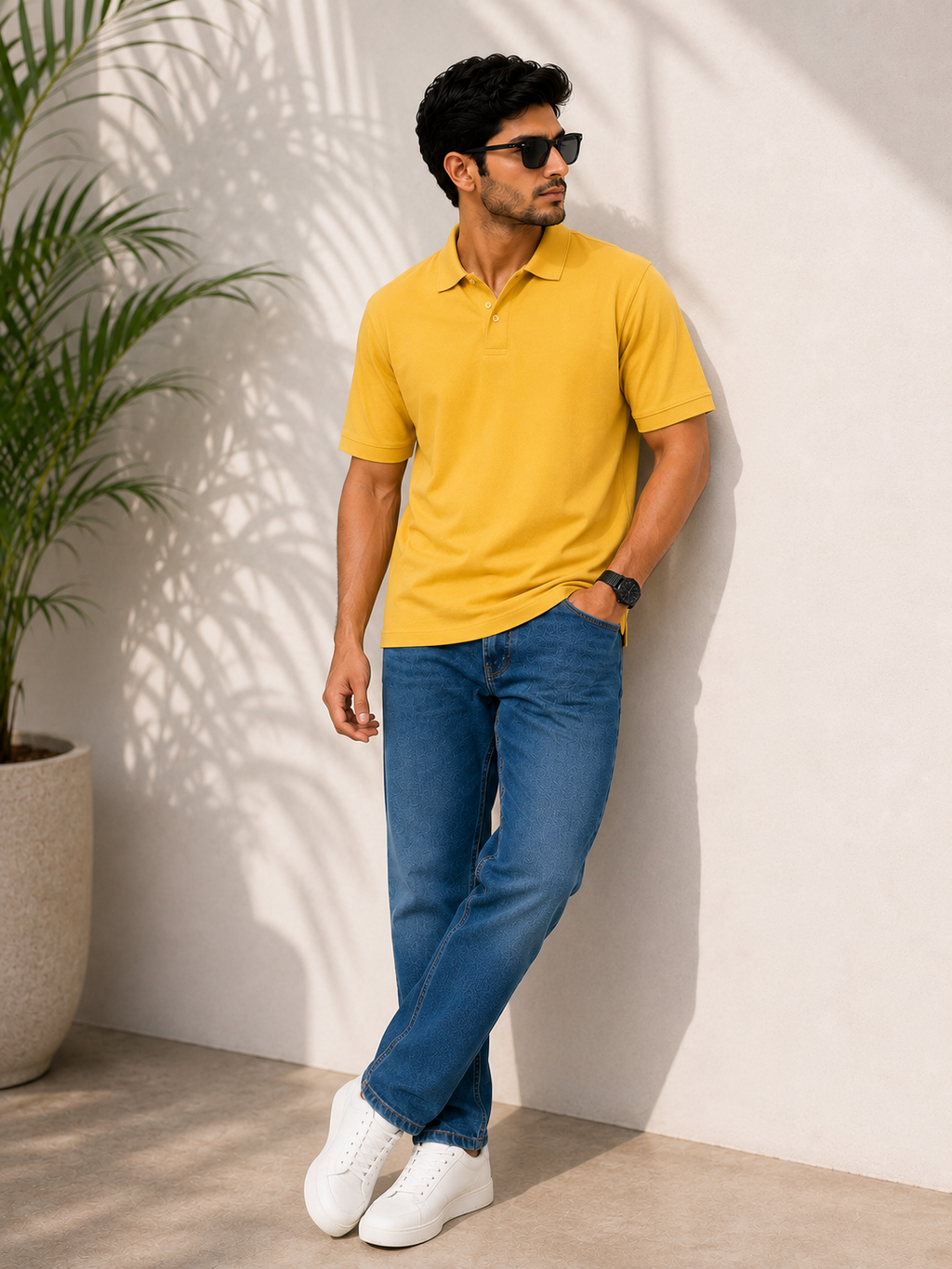 SOUL ARMOR Men's Yellow Solid Polo T-Shirt | Premium 95% Cotton Spandex Stretch Polo | Half Sleeve Casual Smart Wear | Regular Fit