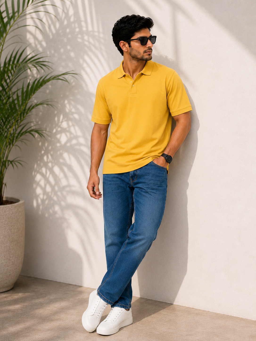 SOUL ARMOR Men's Yellow Solid Polo T-Shirt | Premium 95% Cotton Spandex Stretch Polo | Half Sleeve Casual Smart Wear | Regular Fit