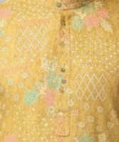 Soul Armor Mens Yellow Detailed All-Over Ethnic Motif Printed Kurta Set