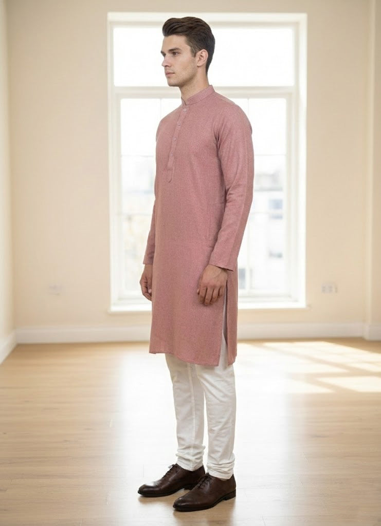 Soul Armor Solid Self-Textured Mandarin Collar Mens Kurta Set