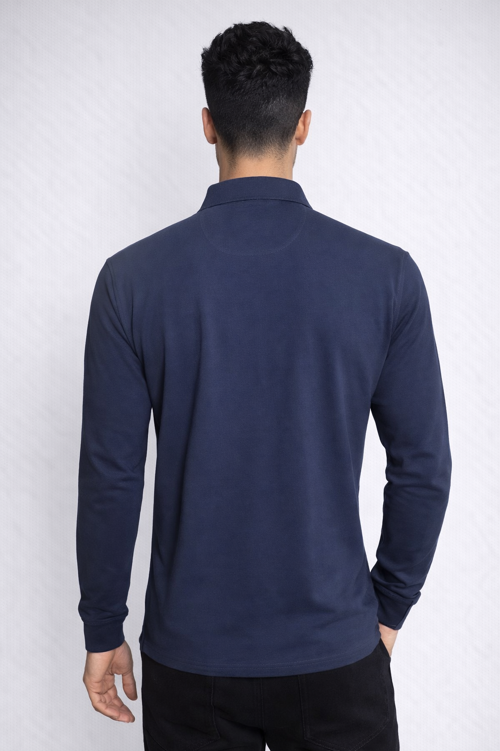 Louis Philippe Mens Solid Formal Look Full Sleeve Polo T-Shirt