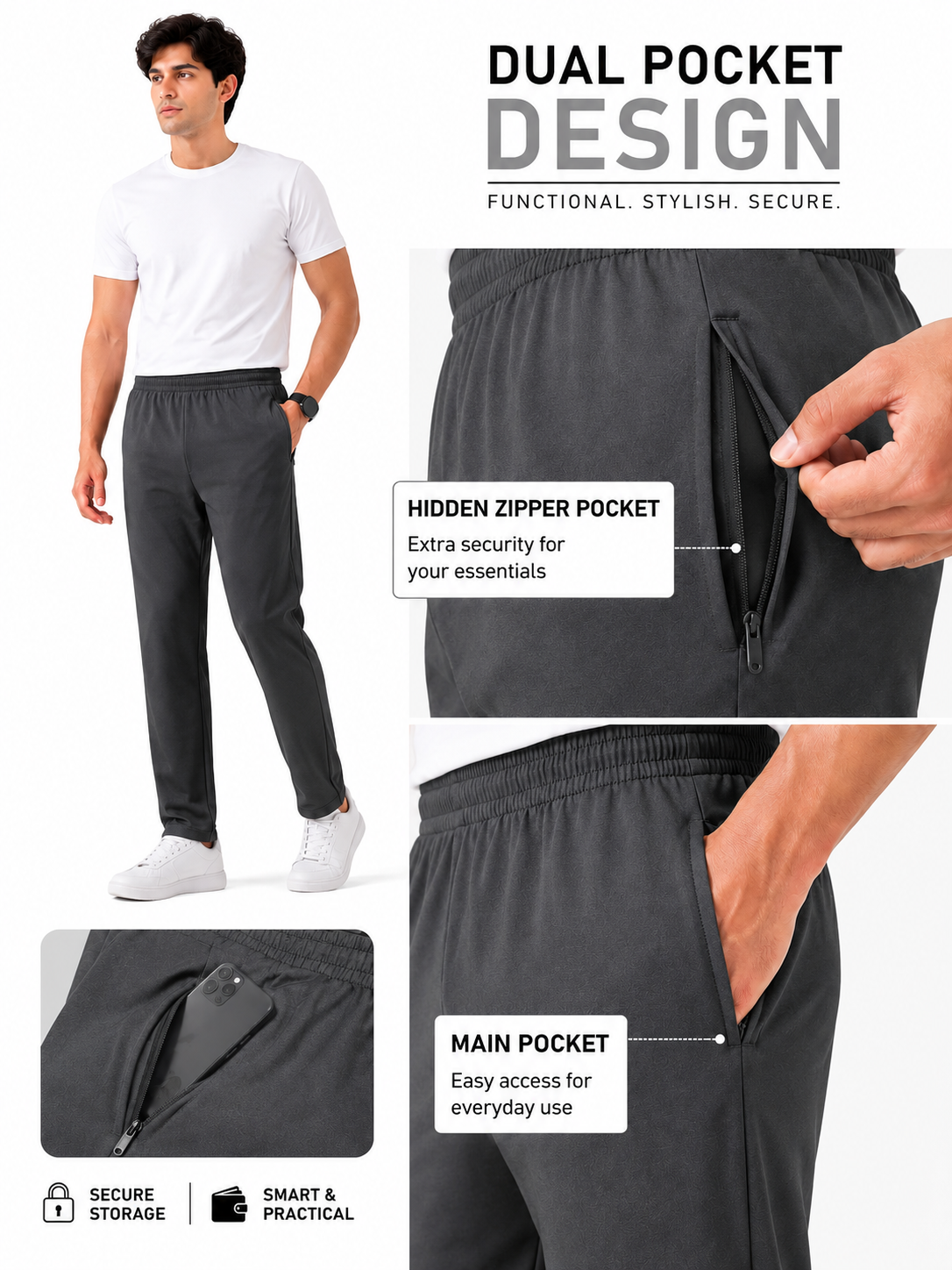 SOUL ARMOR Men's Solid Lower Track Pants | 95% Cotton Spandex Regular Fit | Casual Lounge Wear | Everyday Comfort Pant | M-3XL