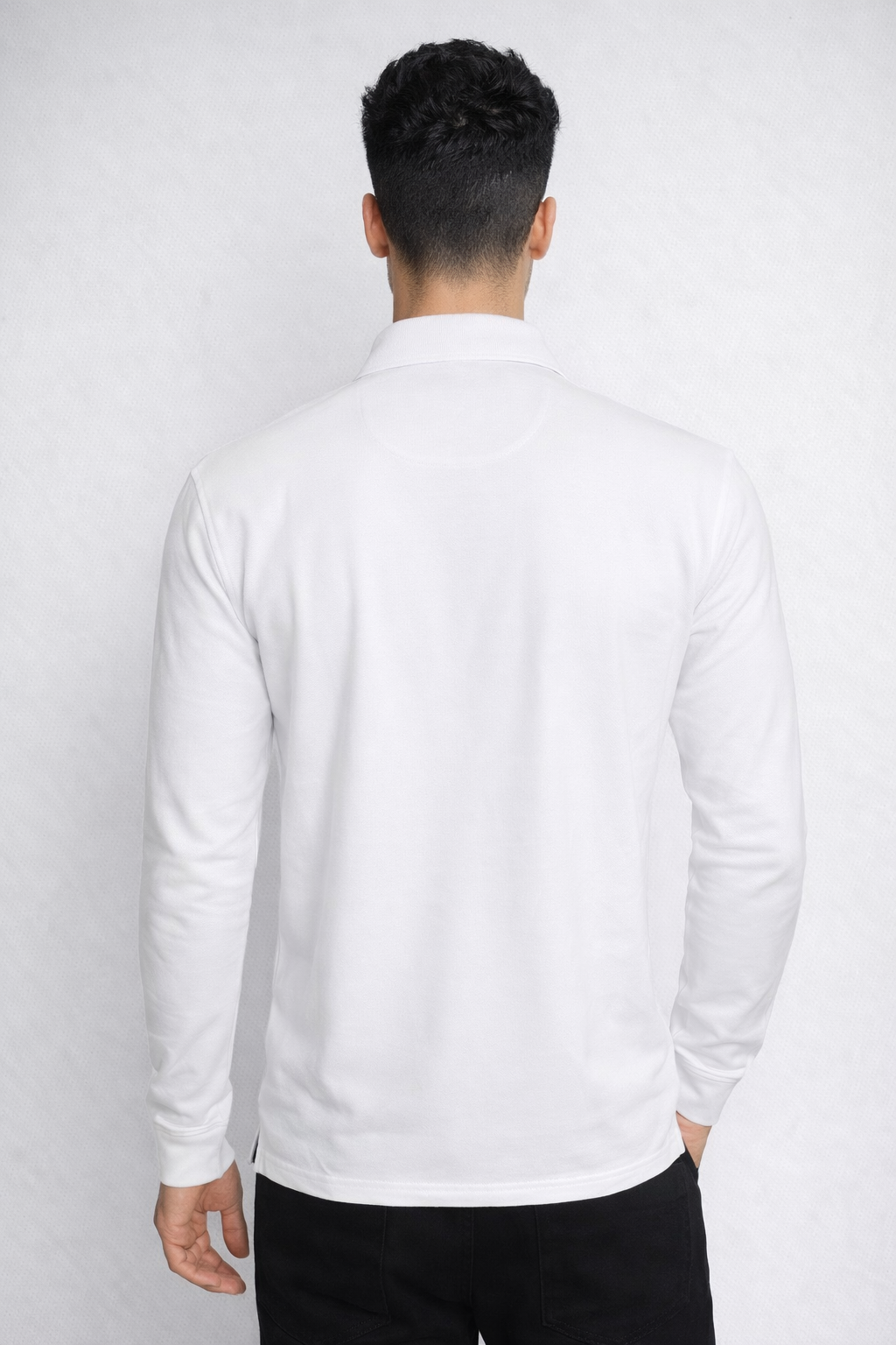 Louis Philippe Mens Solid  Classic Collar Full Sleeve Polo T-Shirt