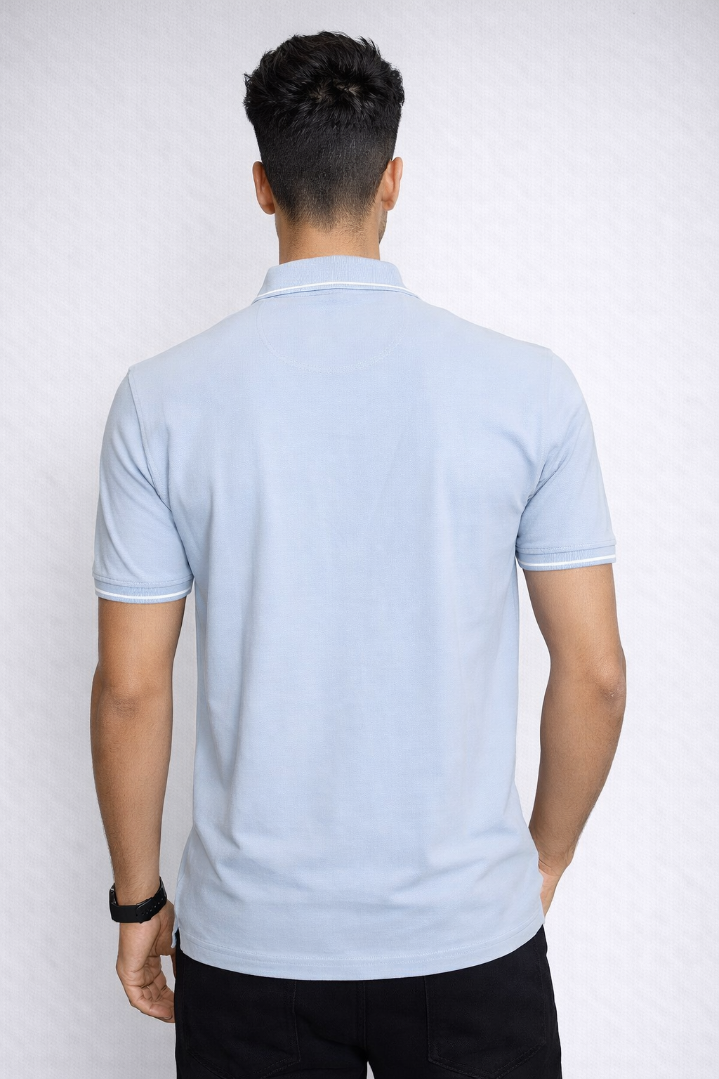 Louis Philippe Mens Solid Polo Neck Half Sleeve T-Shirt