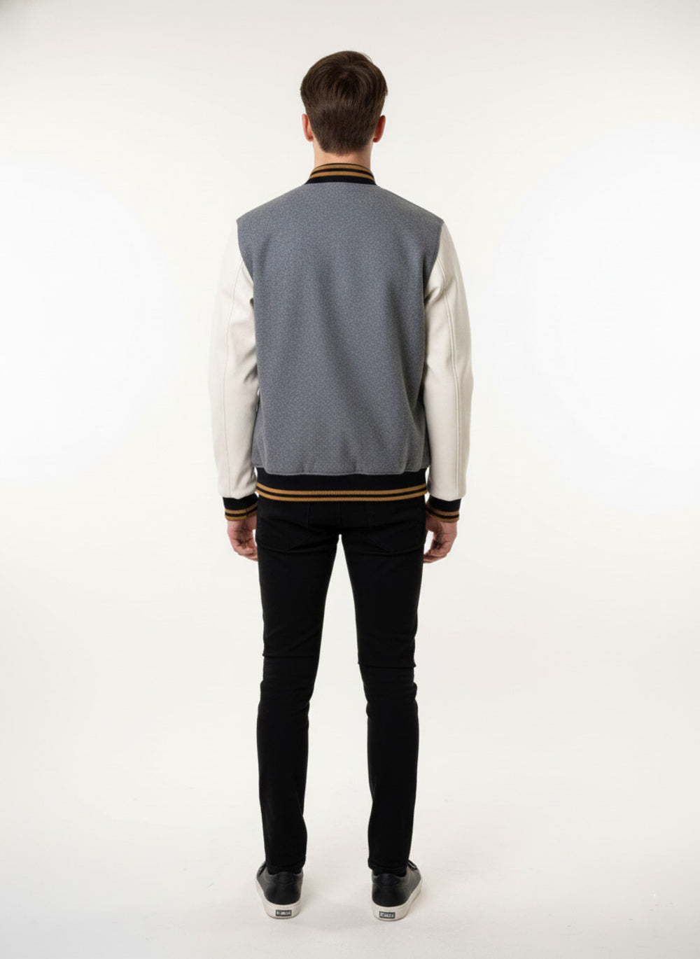 Soul Armor Mens Varsity Style Button Front Jacket with Contrast Sleeves