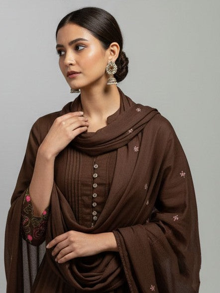 Soul Armor Ladies 3 Piece Kurti Set Featuring Embroidered Kurta, Bottom and Dupatta