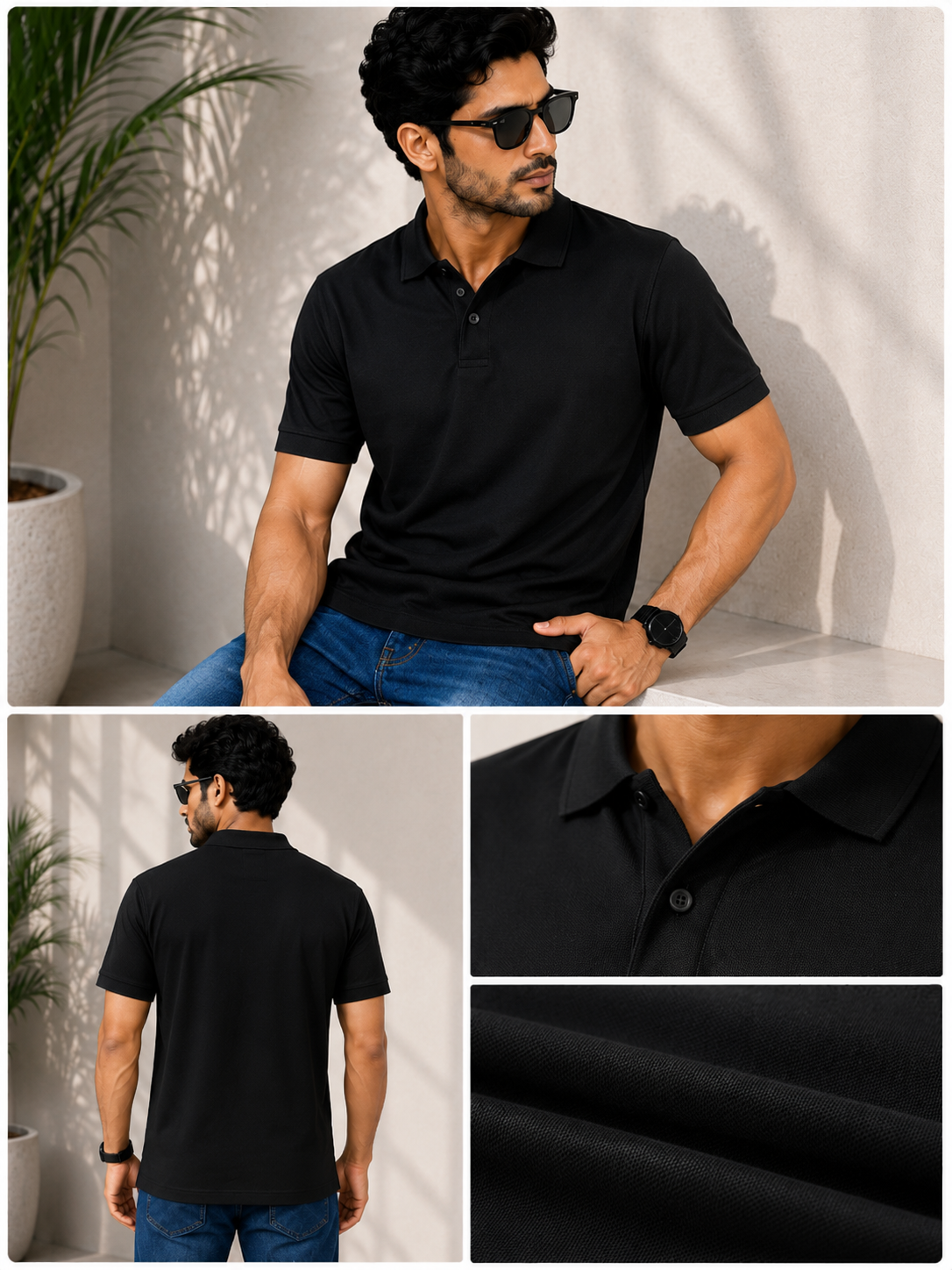 SOUL ARMOR Men's Solid Polo T-Shirt | Premium 95% Cotton Spandex Stretch Polo | Half Sleeve Casual Smart Wear | Regular Fit