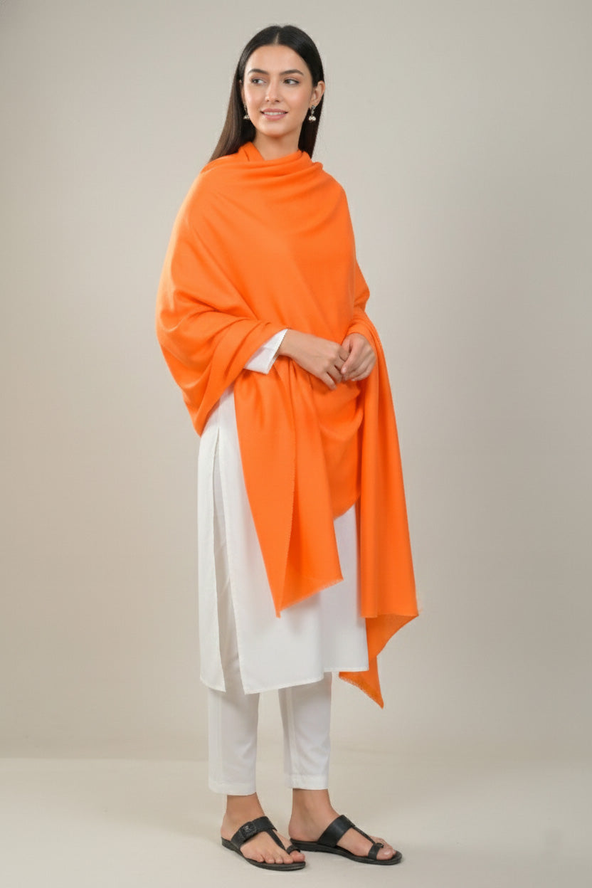 Elevate Orange Solid Winter Woolen Shawl