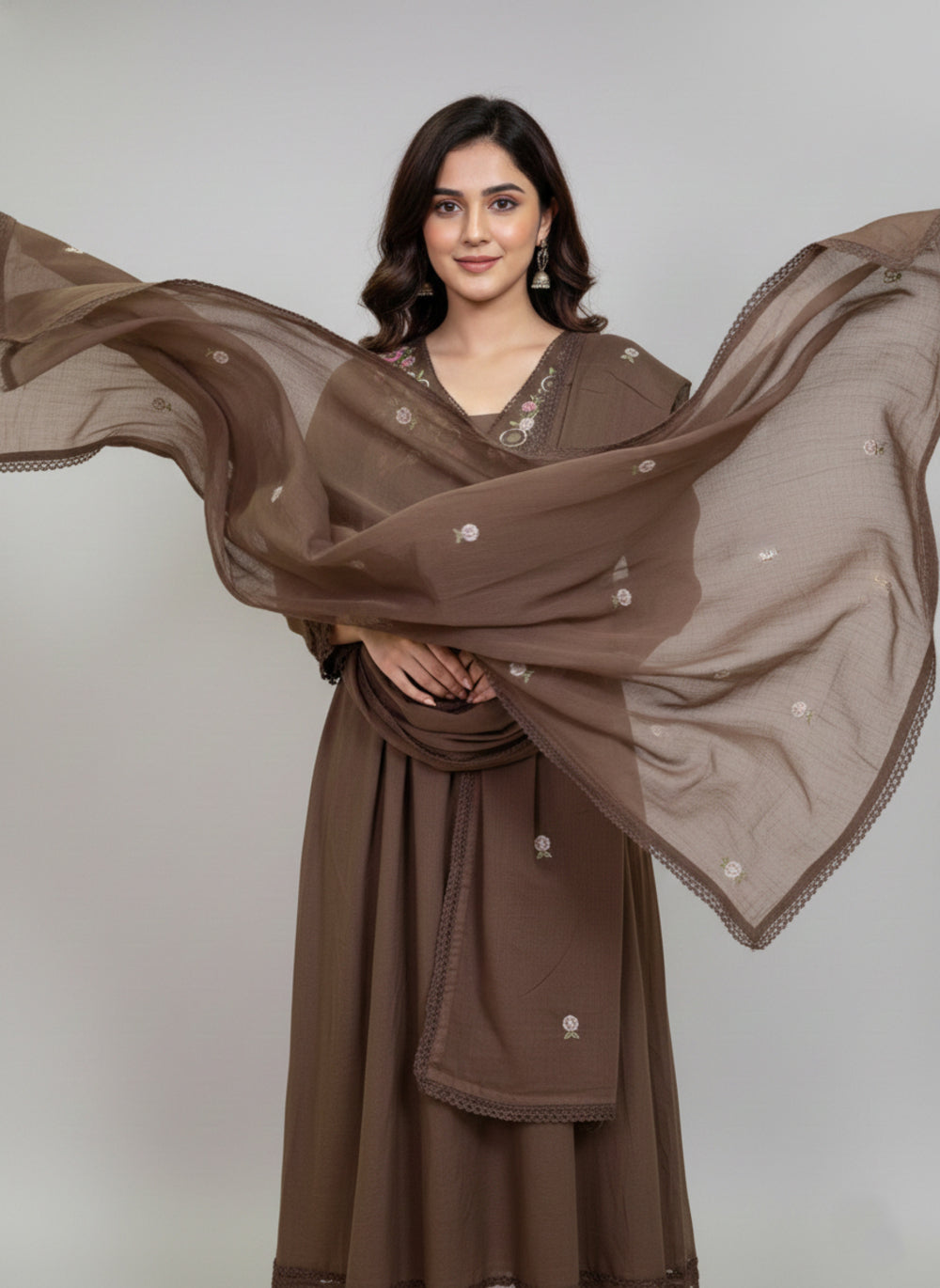 Soul Armor Elegant Embroidered Yoke Kurta Pant & Dupatta Set
