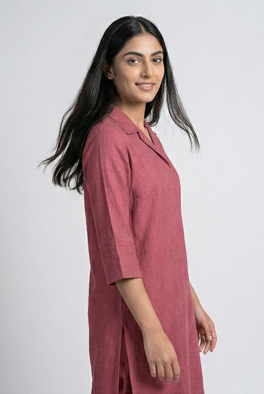 Soul Armor Ladies Solid Straight with Three Quarter Sleeves and Matching Bottom Kurti Set