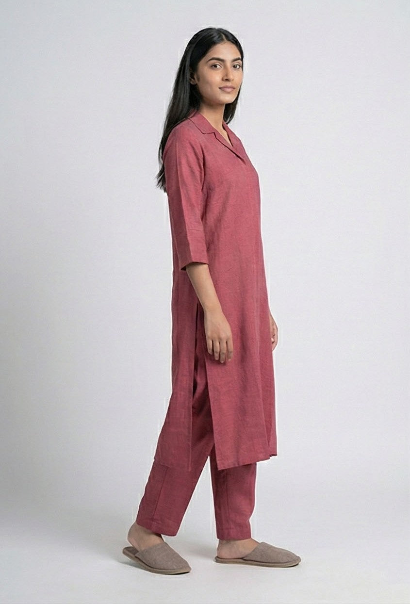 Soul Armor Ladies Solid Straight with Three Quarter Sleeves and Matching Bottom Kurti Set