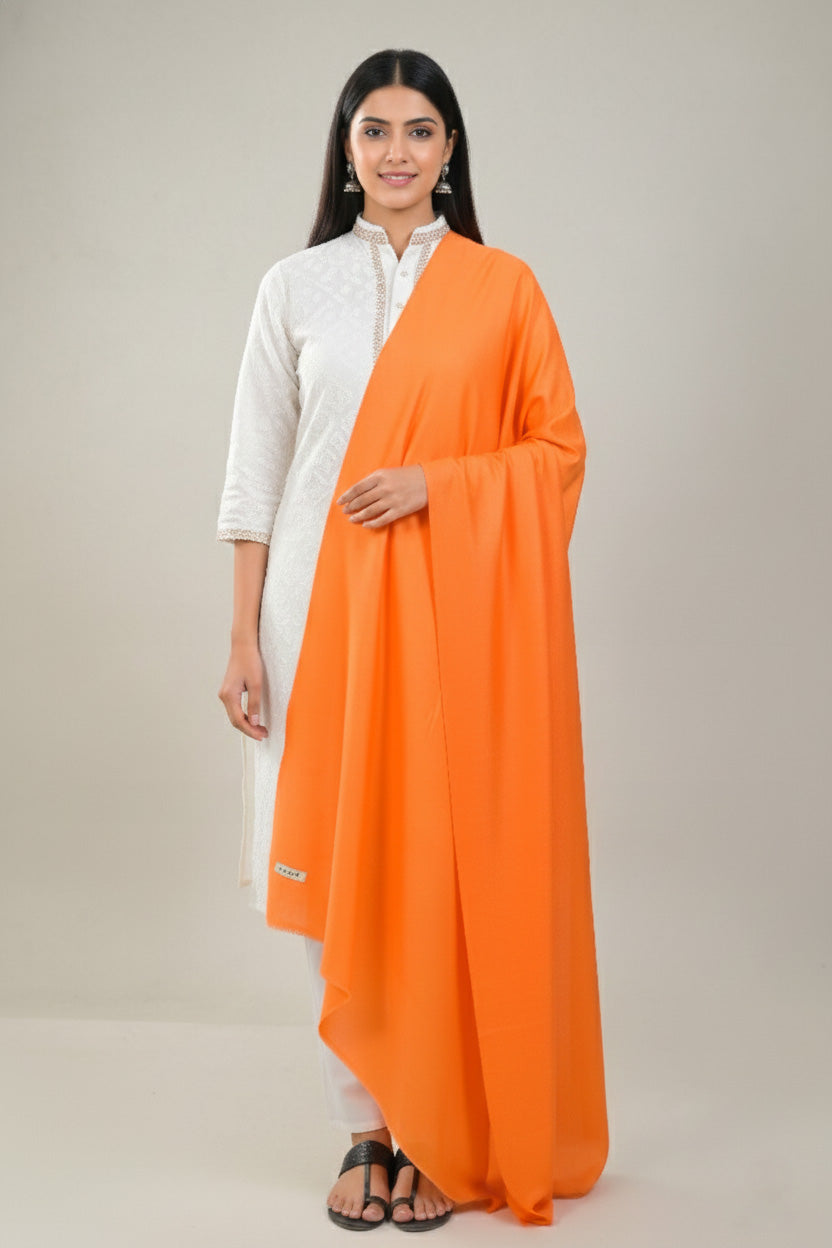 Elevate Orange Solid Winter Woolen Shawl