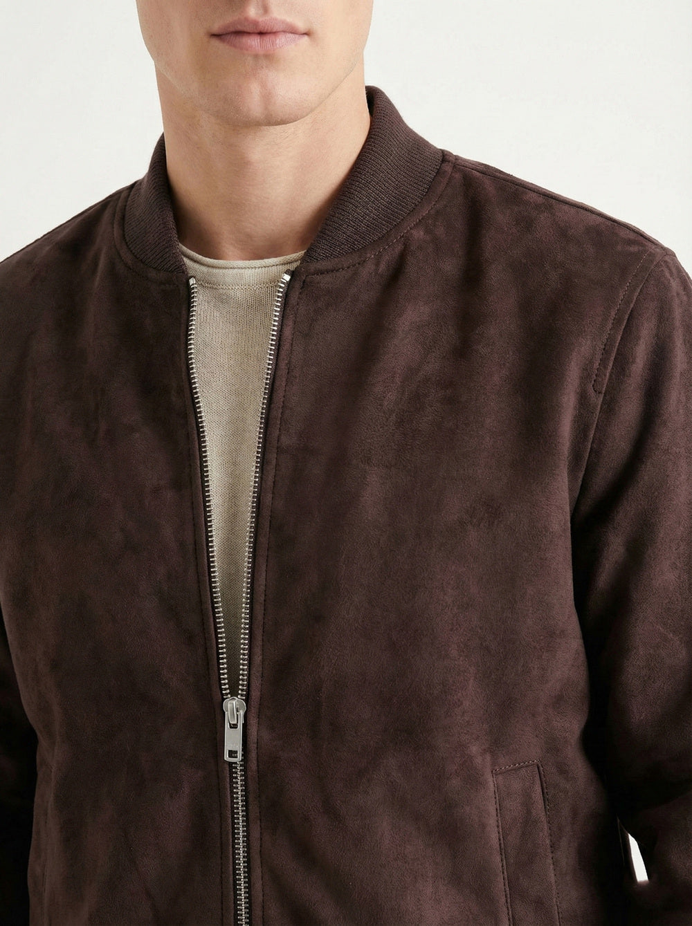 Soul Armor Mens Ribbed Fabric Smart Casual Zip Jacket