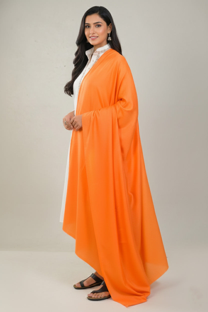 Elevate Orange Solid Winter Woolen Shawl