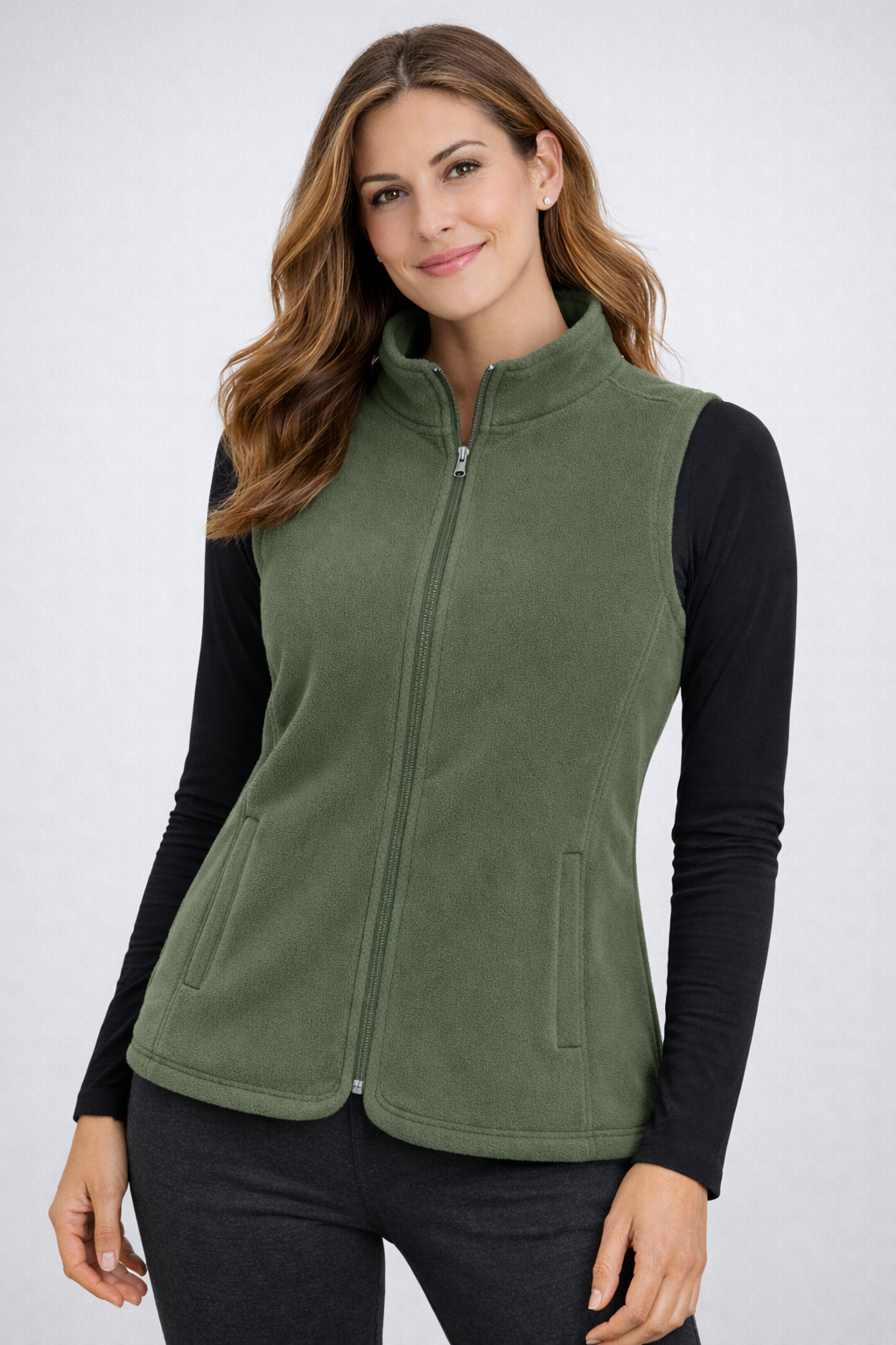 Soul Armor Solid Warm Fleece Sleeveless Womens Winter Jacket