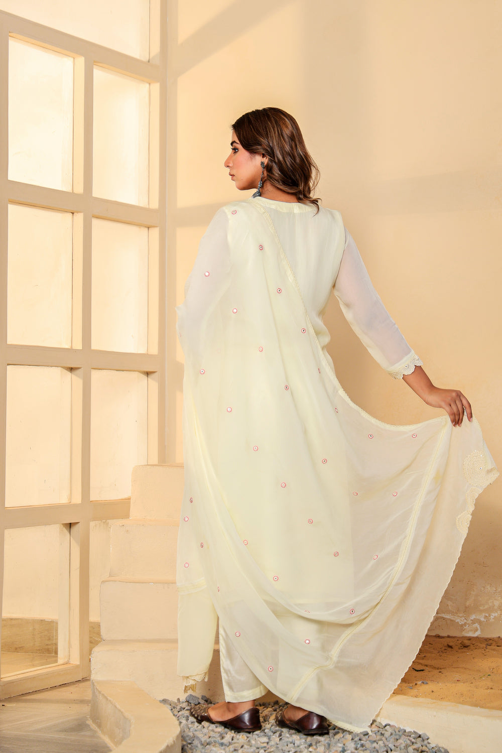 Soul Armor Floral Embroidered Straight Kurta Pant Dupatta Set