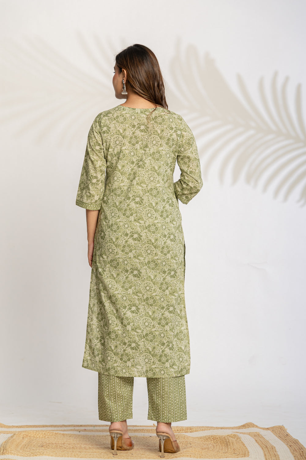 Elevate Slate Tone Hand-Drawn Motif Printed Kurta Set with Dupatta