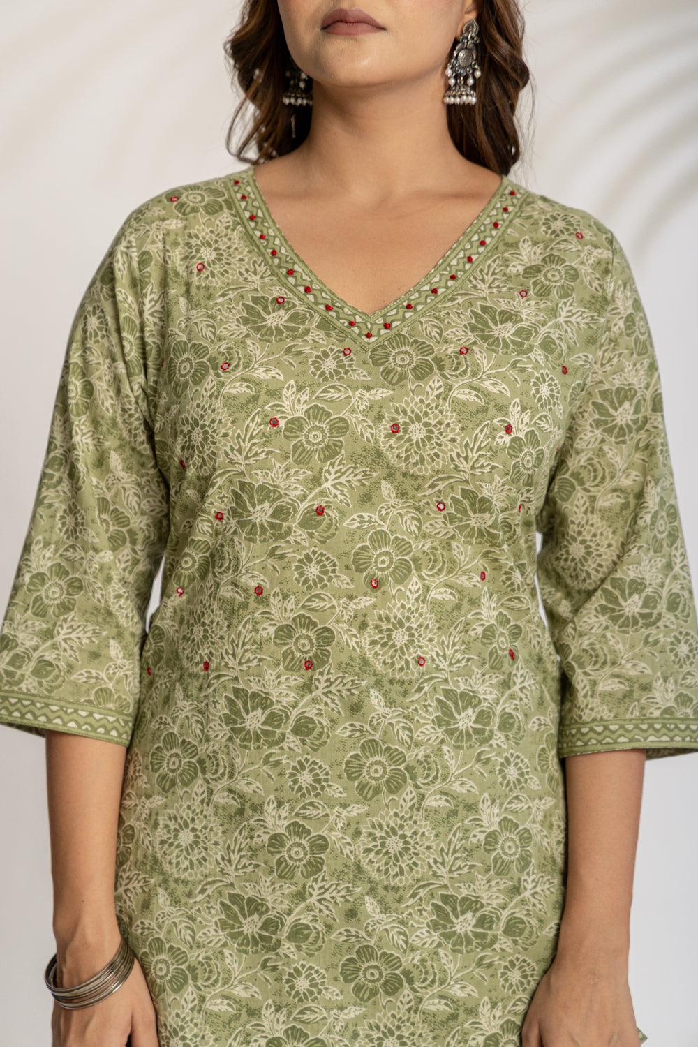 Elevate Slate Tone Hand-Drawn Motif Printed Kurta Set with Dupatta