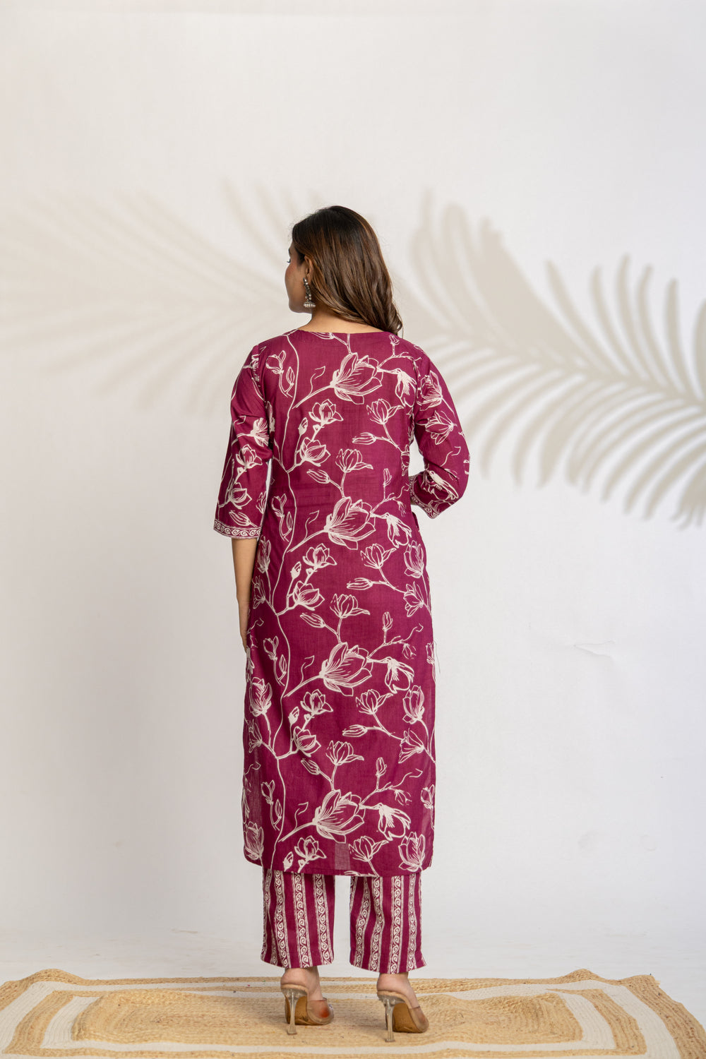 Elevate  Sky Blue Botanical Printed Ethnic Kurta Set