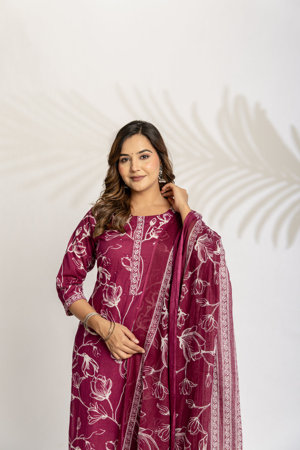 Elevate  Sky Blue Botanical Printed Ethnic Kurta Set