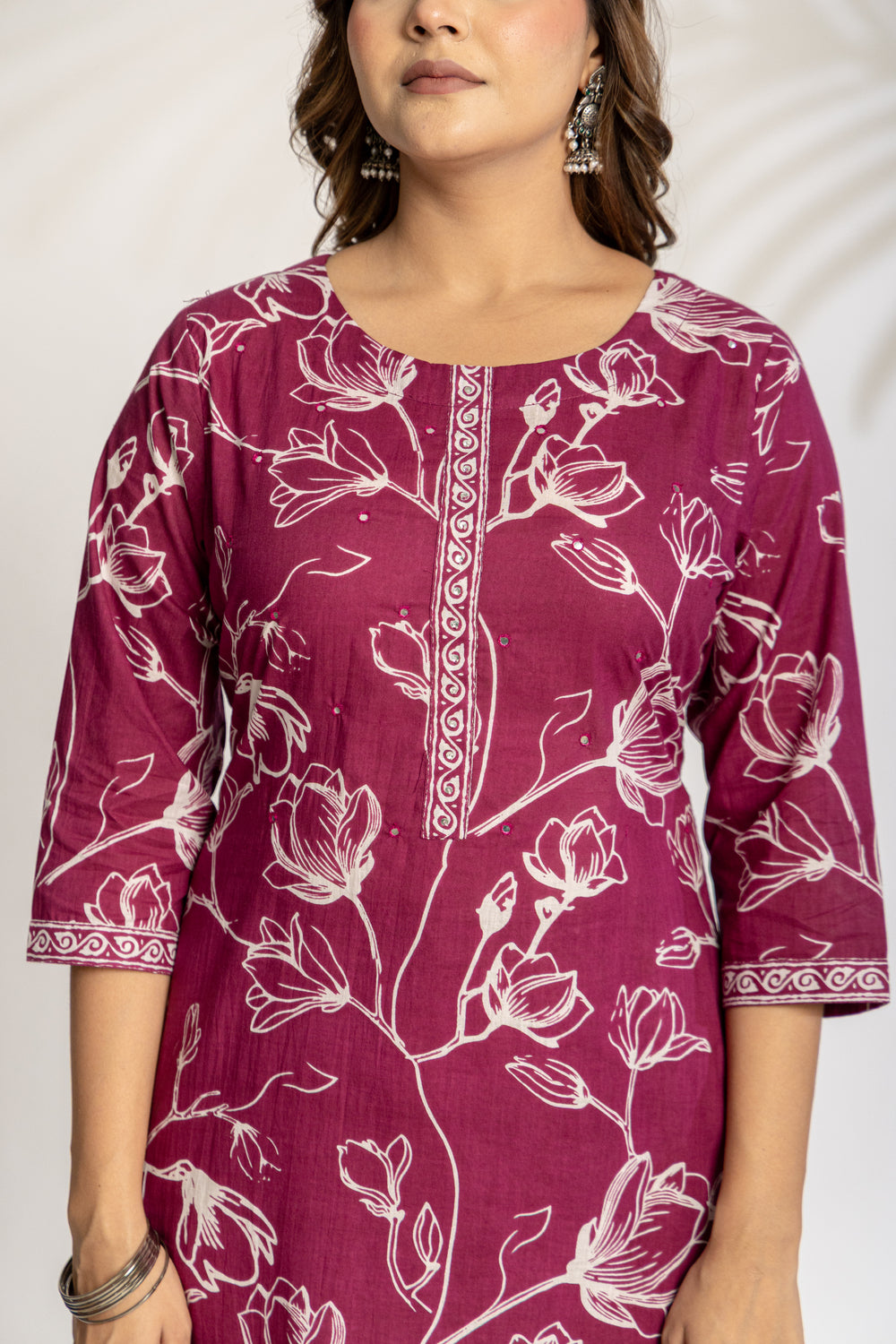 Elevate  Sky Blue Botanical Printed Ethnic Kurta Set