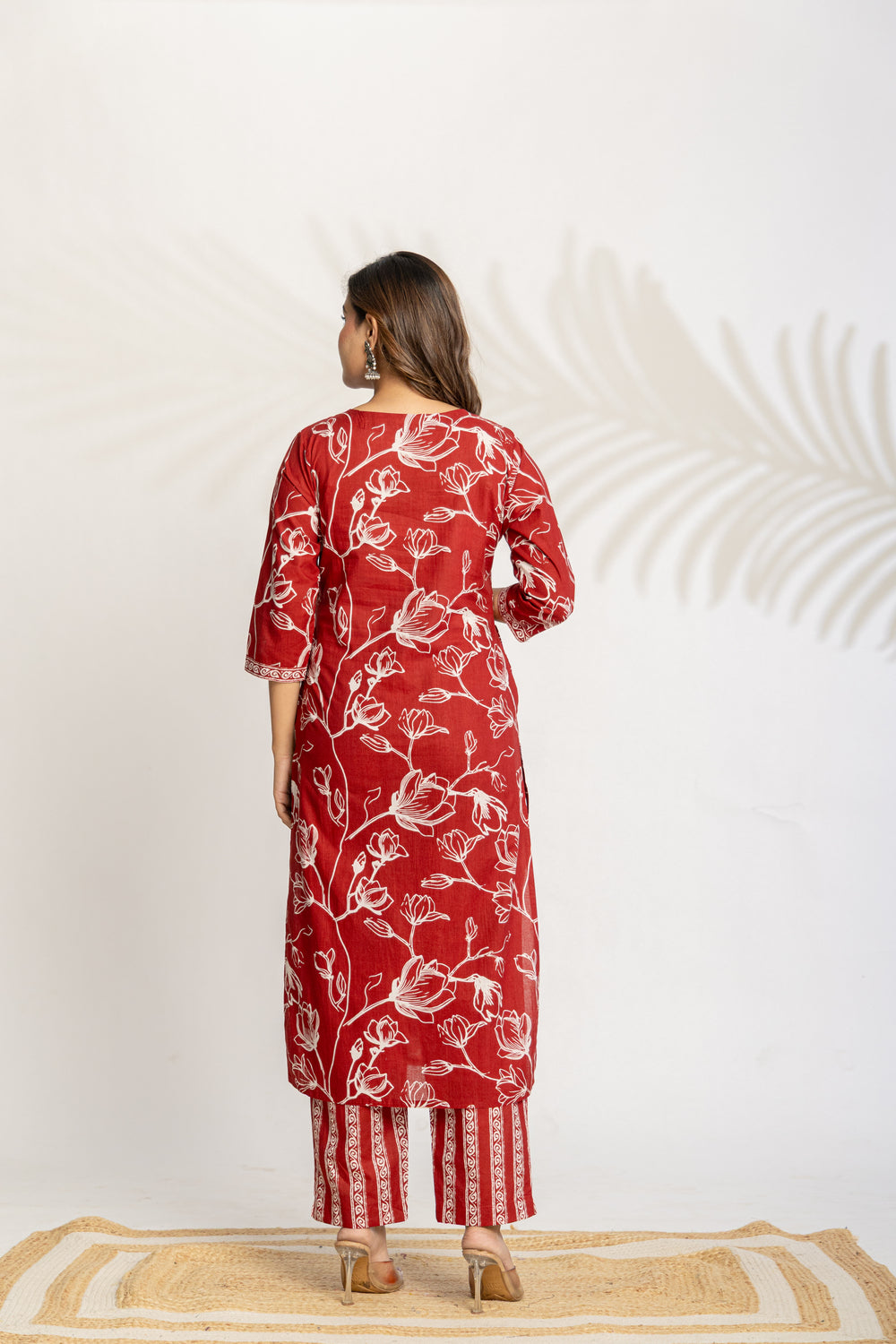 Elevate  Sky Blue Botanical Printed Ethnic Kurta Set