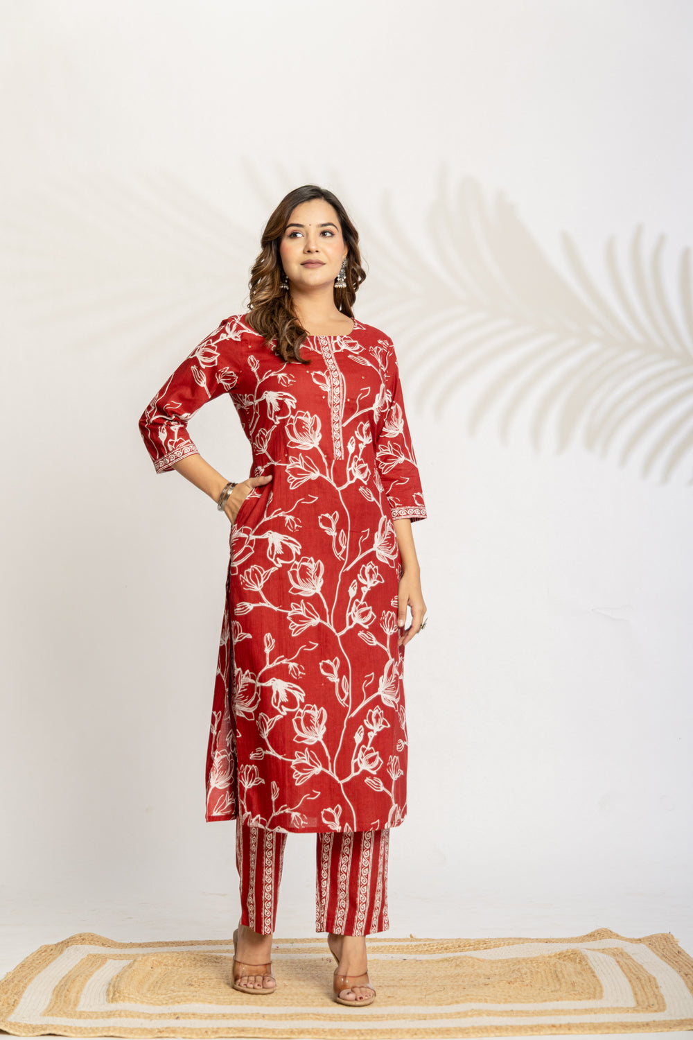 Elevate  Sky Blue Botanical Printed Ethnic Kurta Set