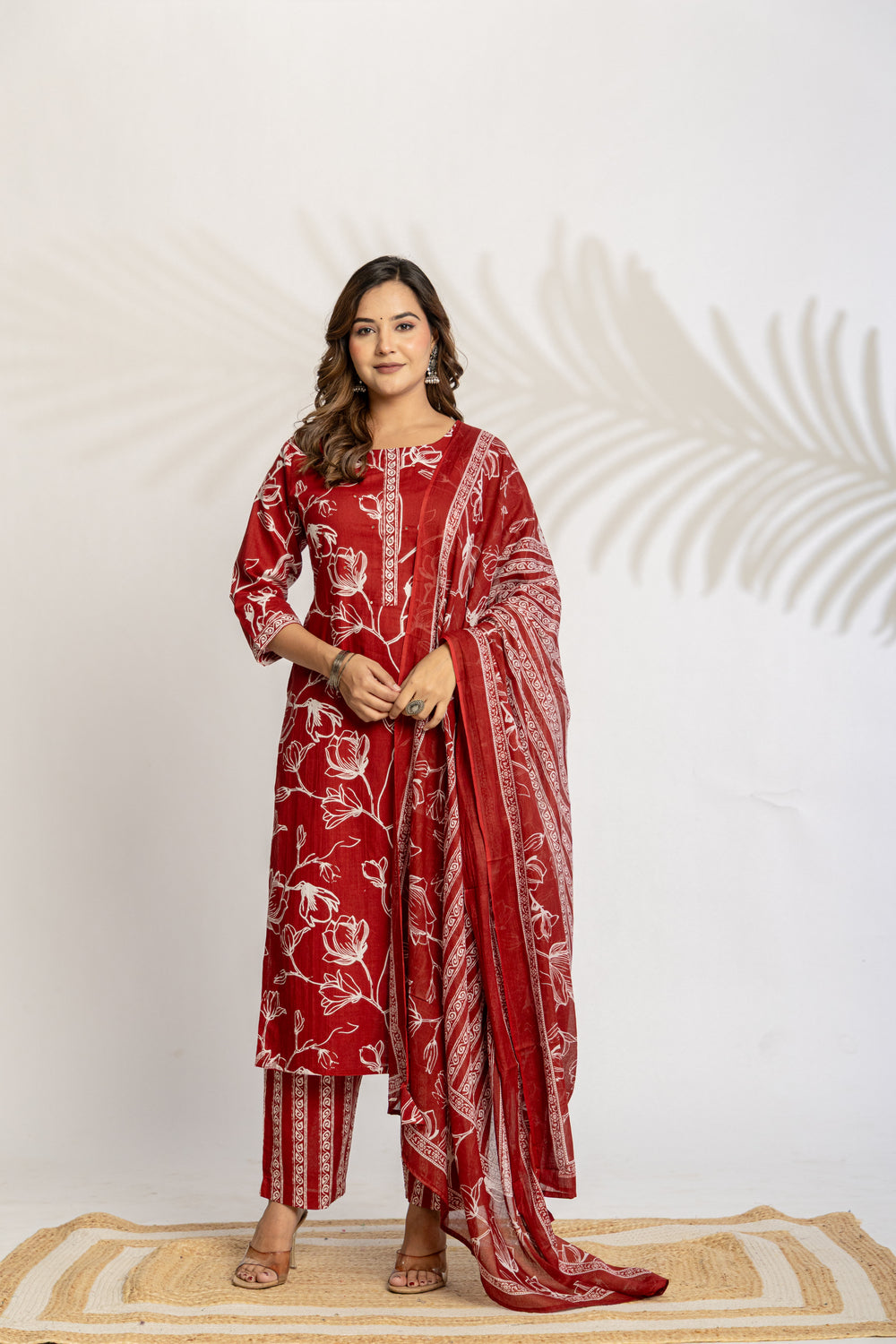 Elevate  Sky Blue Botanical Printed Ethnic Kurta Set