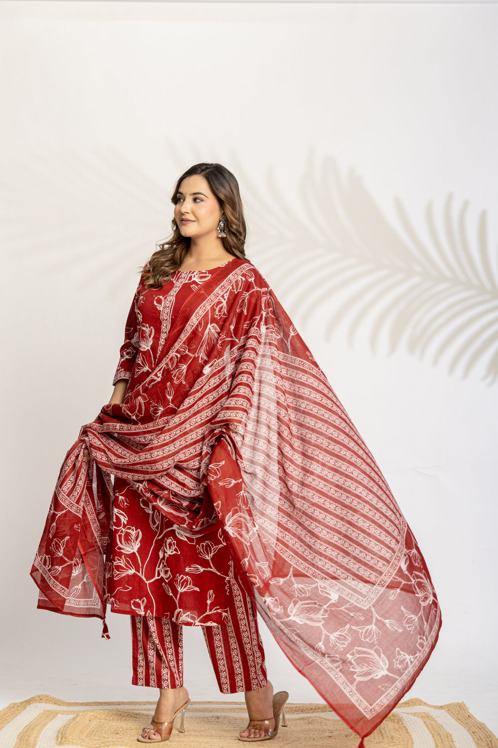 Elevate  Sky Blue Botanical Printed Ethnic Kurta Set