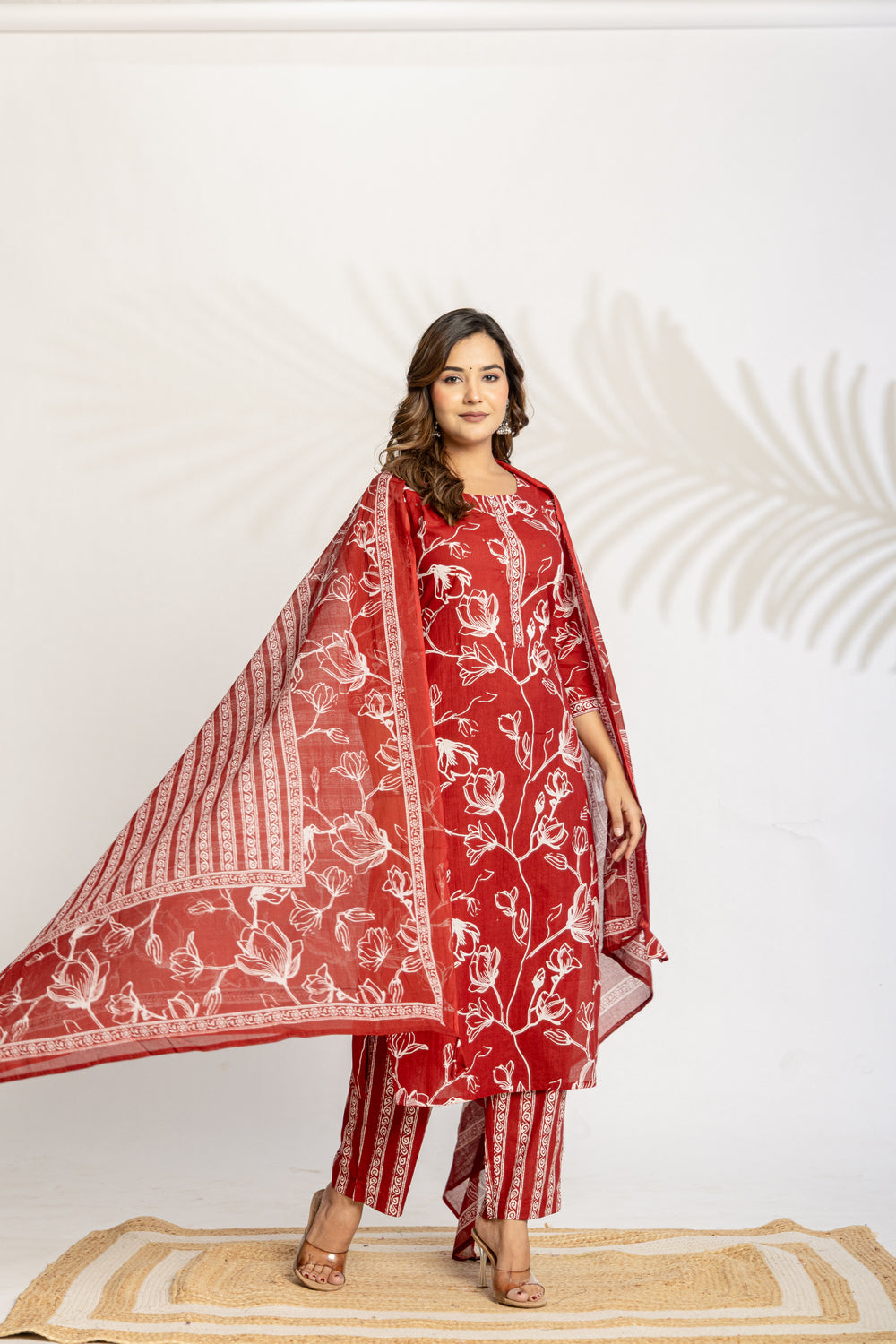 Elevate  Sky Blue Botanical Printed Ethnic Kurta Set